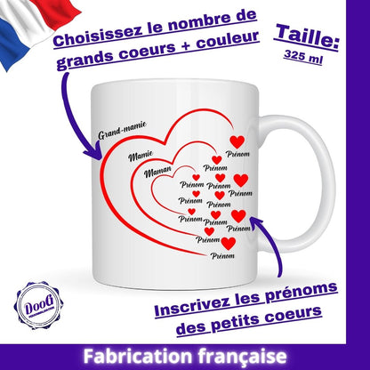 Mug personnalisé coeurs