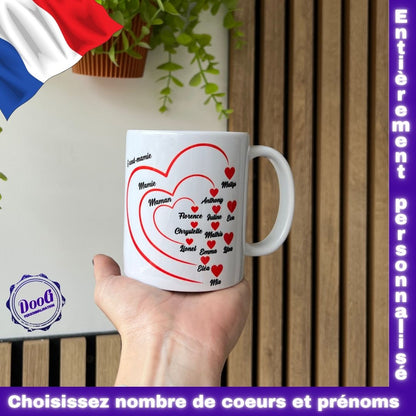 Mug personnalisé coeurs